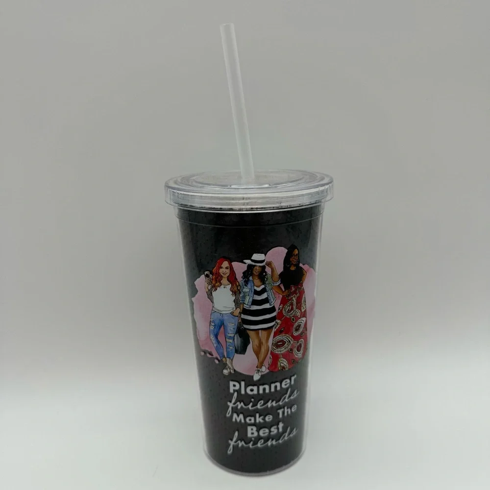 Acrylic double-wall tumbler with the phrase“Planner friends make the best friend